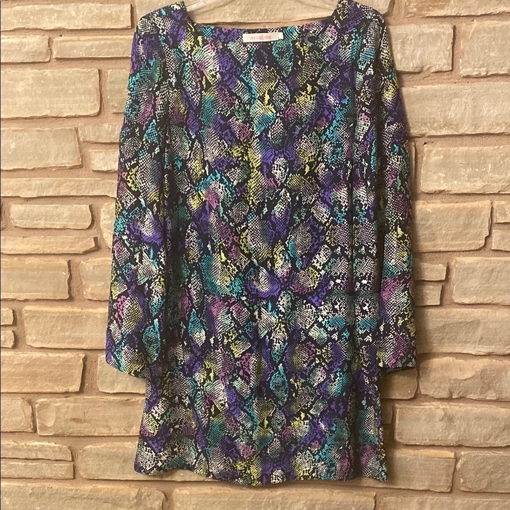 Alice&Trixie Colorful Snake Print Dress %100 Silk Size S